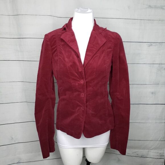Tom K Nguyen velvet corduroy wine red blazer 2 - Picture 1 of 8